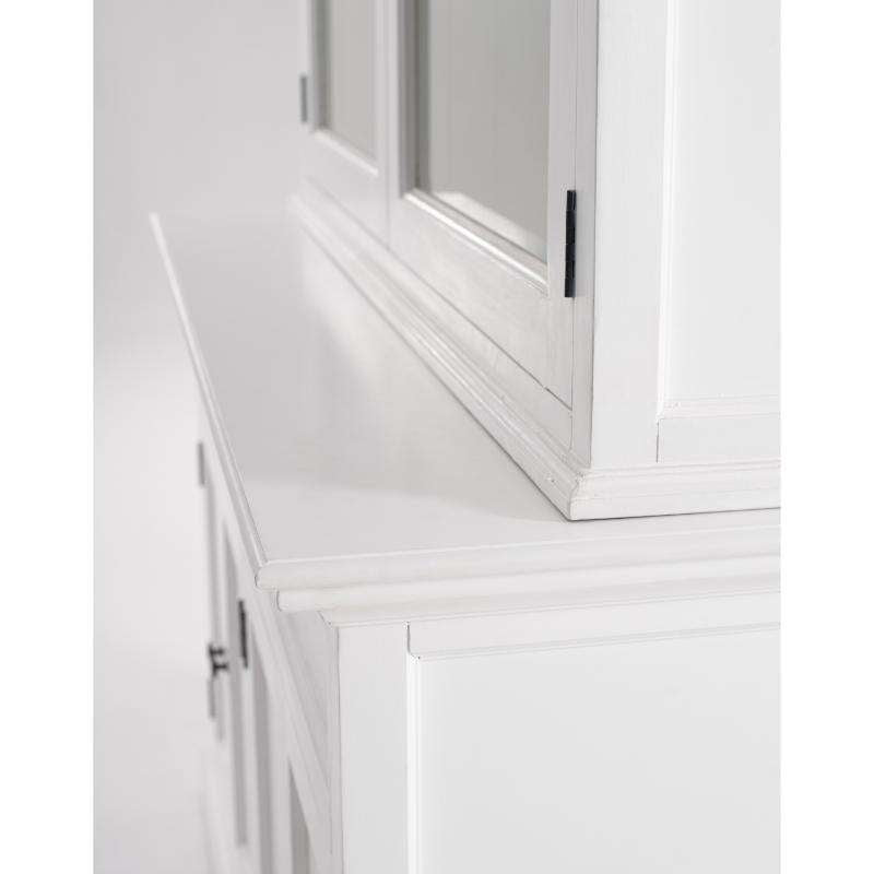 Ashpinoke:Halifax Collection Glass-Display Hutch Unit in Classic White-Cabinets-NovaSolo