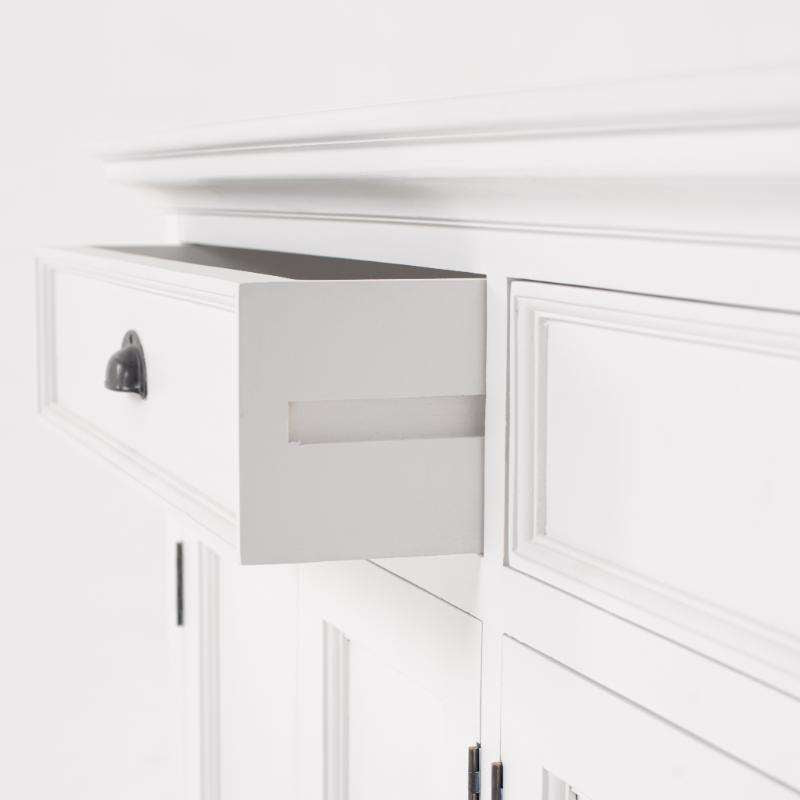 Ashpinoke:Halifax Collection Glass-Display Hutch Unit in Classic White-Cabinets-NovaSolo