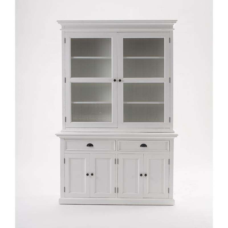 Ashpinoke:Halifax Collection Glass-Display Hutch Unit in Classic White-Cabinets-NovaSolo