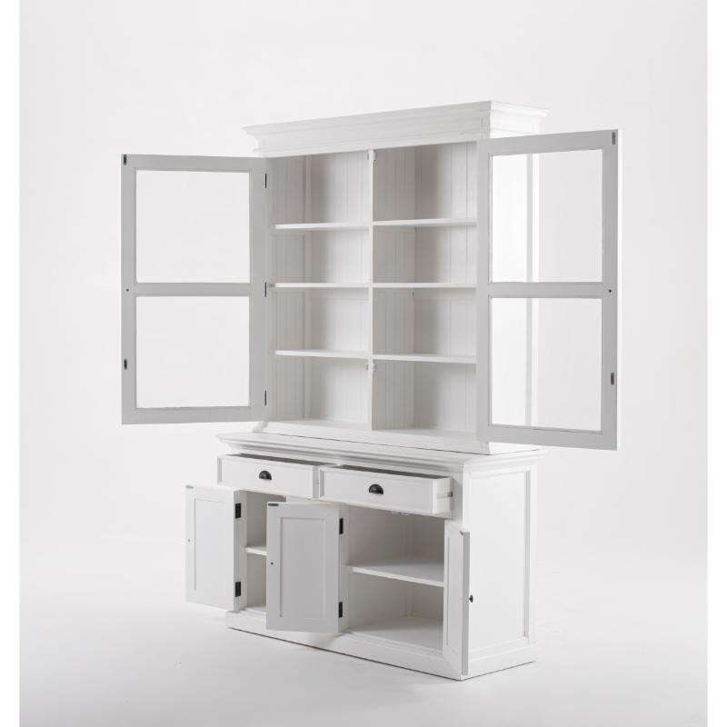 Ashpinoke:Halifax Collection Glass-Display Hutch Unit in Classic White-Cabinets-NovaSolo