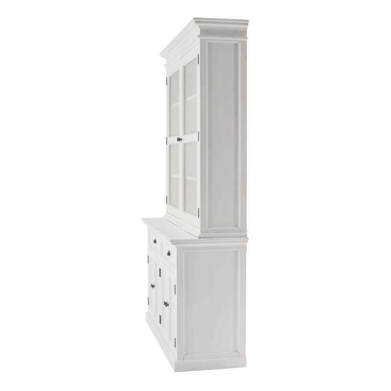 Ashpinoke:Halifax Collection Glass-Display Hutch Unit in Classic White-Cabinets-NovaSolo