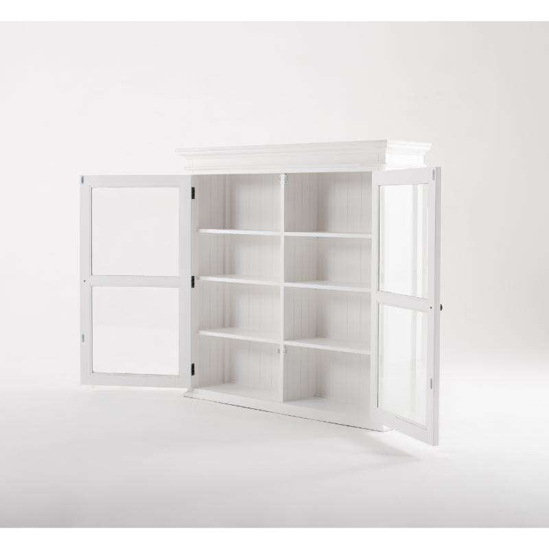 Ashpinoke:Halifax Collection Glass-Display Hutch Unit in Classic White-Cabinets-NovaSolo