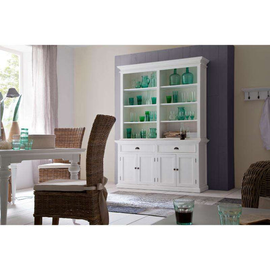 Ashpinoke:Halifax Collection Hutch Bookcase Unit in Classic White-Cabinets-NovaSolo