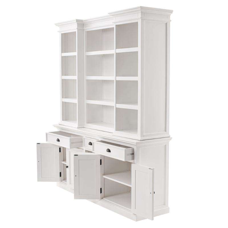 Ashpinoke:Halifax Collection Kitchen Hutch Cabinet with 5 Doors 3 Drawers in Classic White-Cabinets-NovaSolo