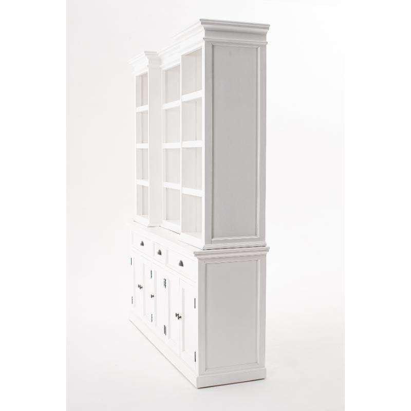 Ashpinoke:Halifax Collection Kitchen Hutch Cabinet with 5 Doors 3 Drawers in Classic White-Cabinets-NovaSolo