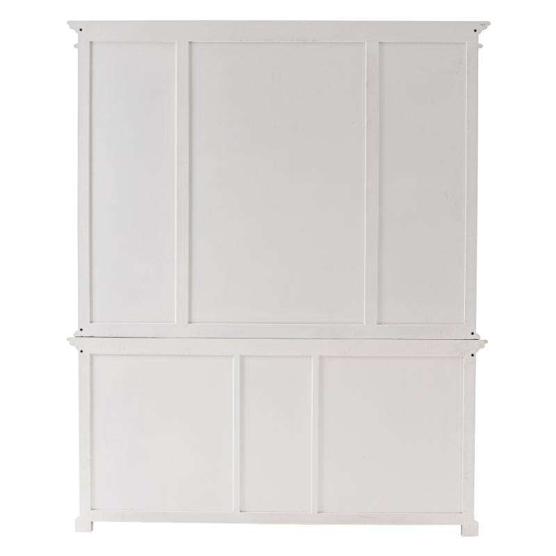 Ashpinoke:Halifax Collection Kitchen Hutch Cabinet with 5 Doors 3 Drawers in Classic White-Cabinets-NovaSolo