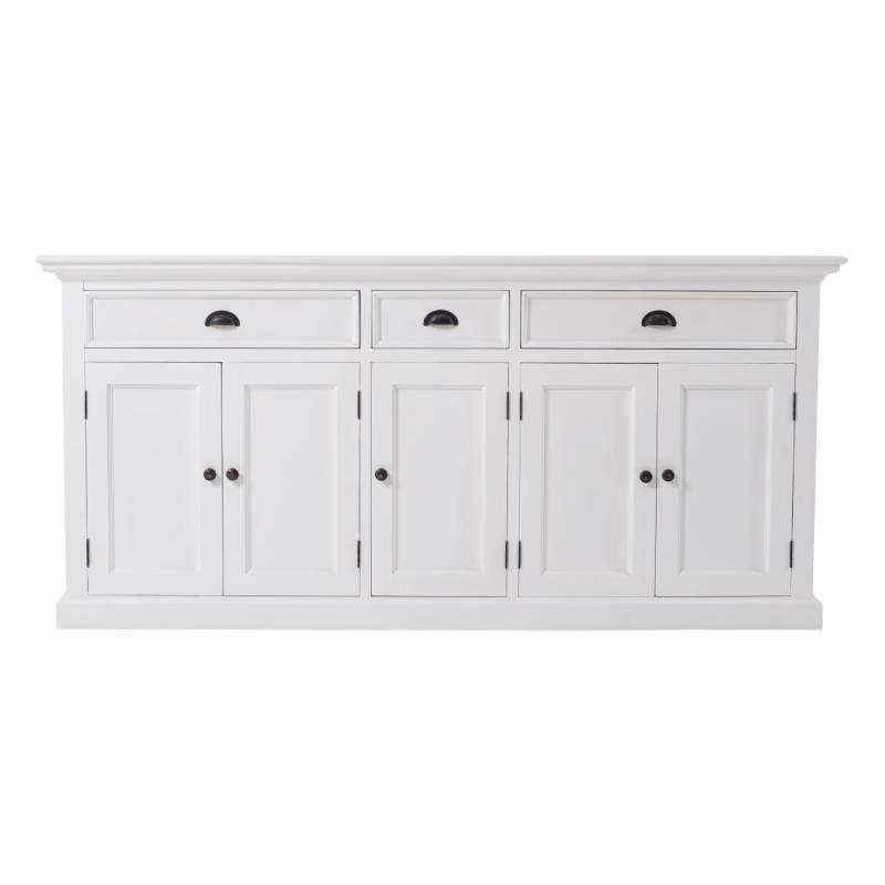 Ashpinoke:Halifax Collection Kitchen Hutch Cabinet with 5 Doors 3 Drawers in Classic White-Cabinets-NovaSolo