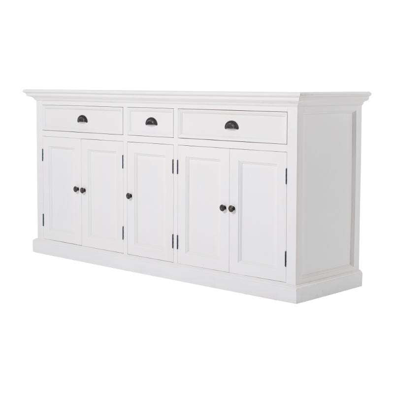 Ashpinoke:Halifax Collection Kitchen Hutch Cabinet with 5 Doors 3 Drawers in Classic White-Cabinets-NovaSolo