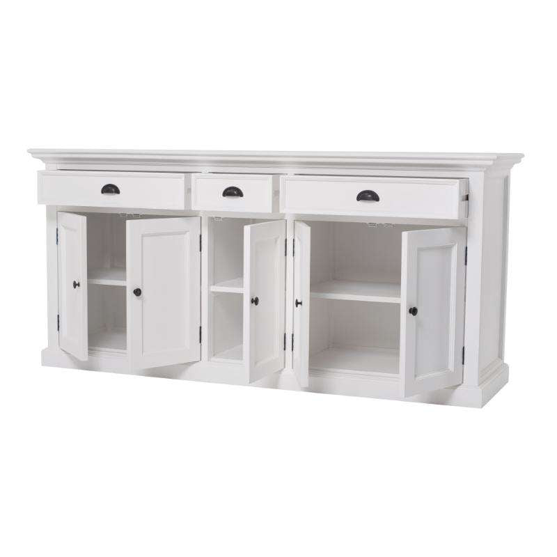 Ashpinoke:Halifax Collection Kitchen Hutch Cabinet with 5 Doors 3 Drawers in Classic White-Cabinets-NovaSolo