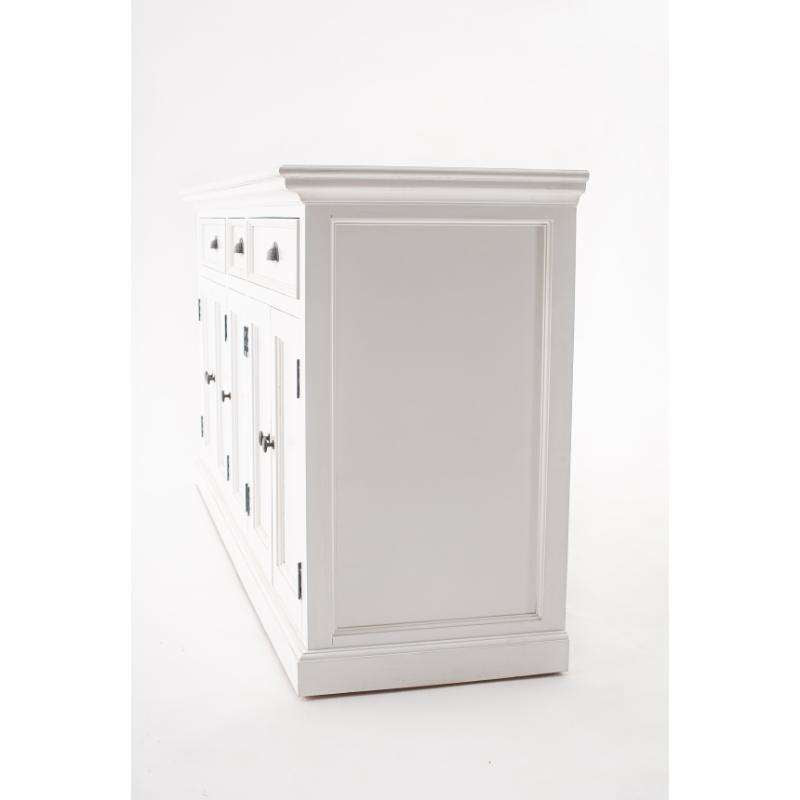 Ashpinoke:Halifax Collection Kitchen Hutch Cabinet with 5 Doors 3 Drawers in Classic White-Cabinets-NovaSolo