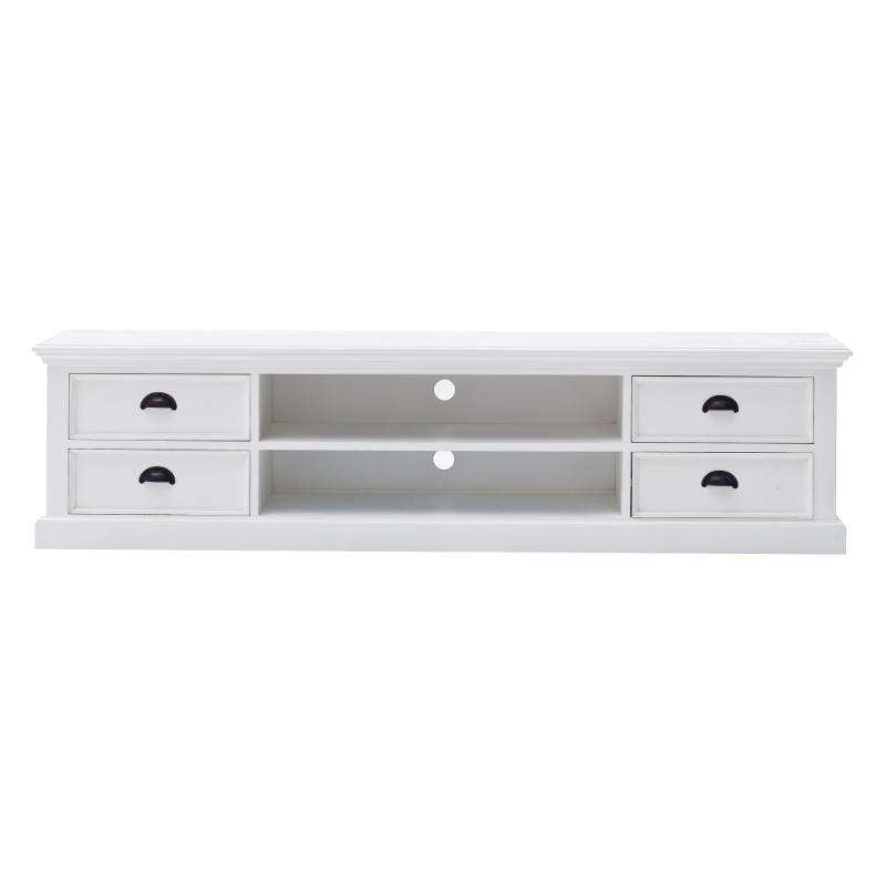 Ashpinoke:Halifax Collection Large Entertainment Unit with 4 Drawers in Classic White-TV Units-NovaSolo