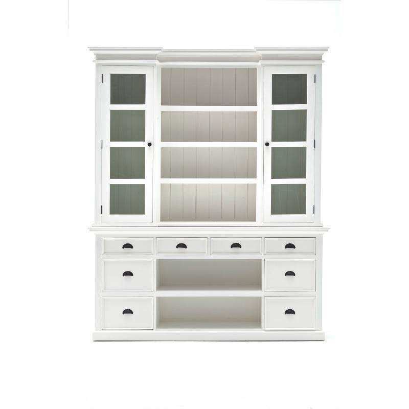 Ashpinoke:Halifax Collection Library Hutch with Basket Set in Classic White-Cabinets-NovaSolo