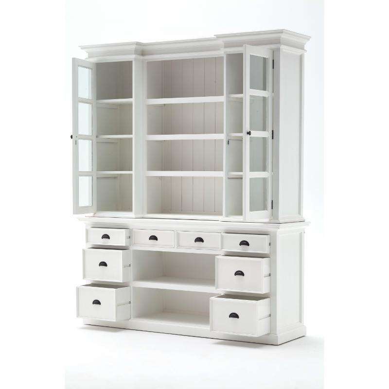 Ashpinoke:Halifax Collection Library Hutch with Basket Set in Classic White-Cabinets-NovaSolo