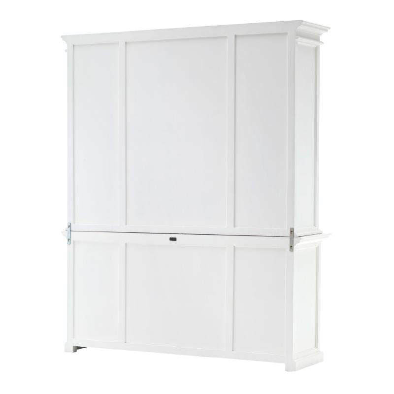 Ashpinoke:Halifax Collection Library Hutch with Basket Set in Classic White-Cabinets-NovaSolo