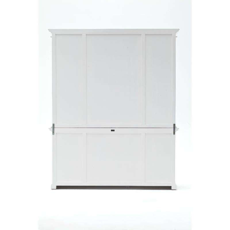 Ashpinoke:Halifax Collection Library Hutch with Basket Set in Classic White-Cabinets-NovaSolo