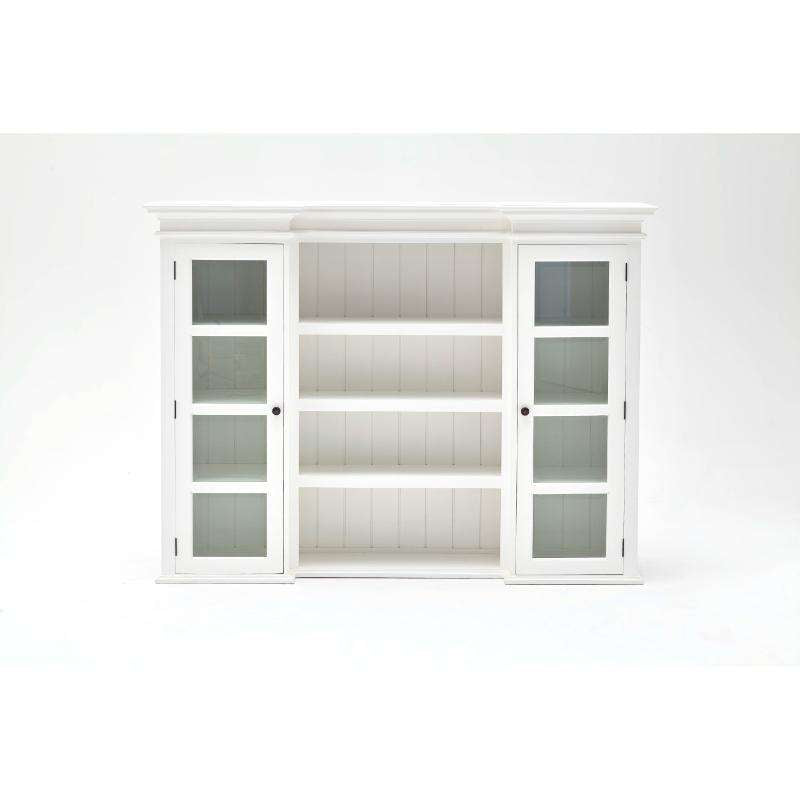 Ashpinoke:Halifax Collection Library Hutch with Basket Set in Classic White-Cabinets-NovaSolo