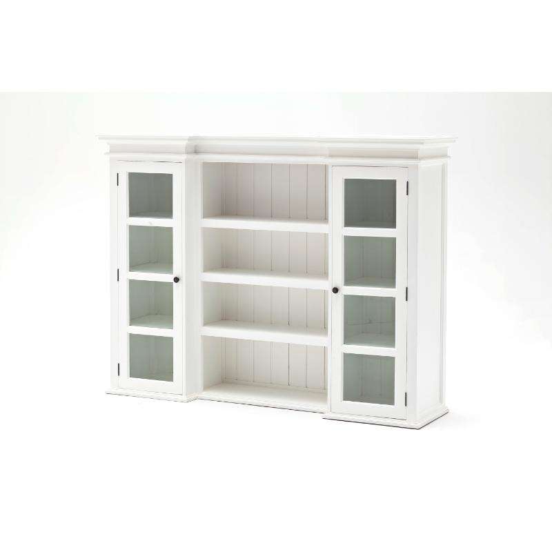 Ashpinoke:Halifax Collection Library Hutch with Basket Set in Classic White-Cabinets-NovaSolo