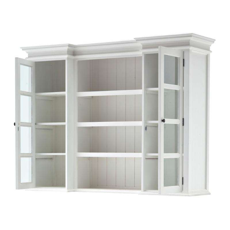 Ashpinoke:Halifax Collection Library Hutch with Basket Set in Classic White-Cabinets-NovaSolo