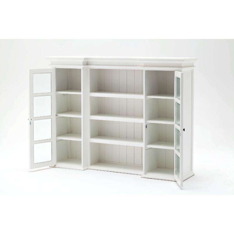 Ashpinoke:Halifax Collection Library Hutch with Basket Set in Classic White-Cabinets-NovaSolo