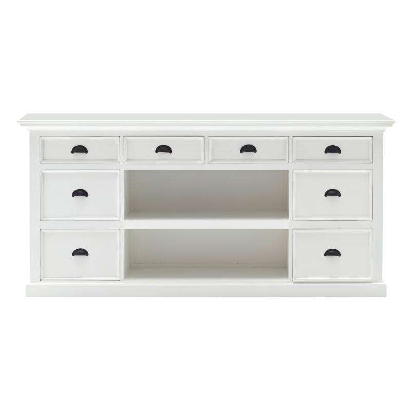 Ashpinoke:Halifax Collection Library Hutch with Basket Set in Classic White-Cabinets-NovaSolo