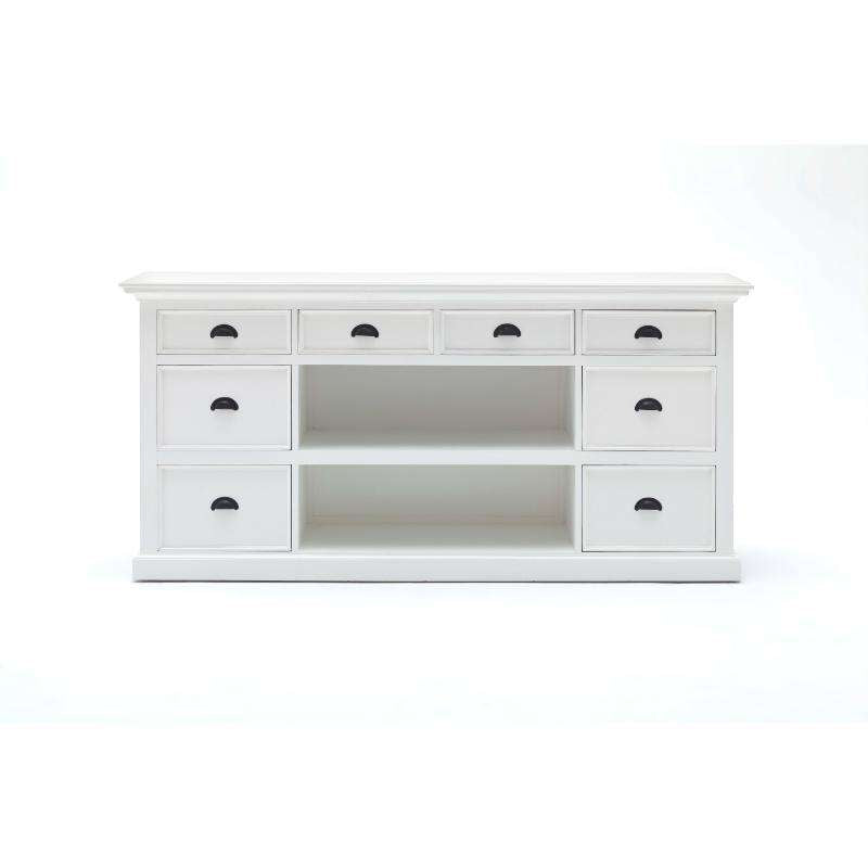 Ashpinoke:Halifax Collection Library Hutch with Basket Set in Classic White-Cabinets-NovaSolo