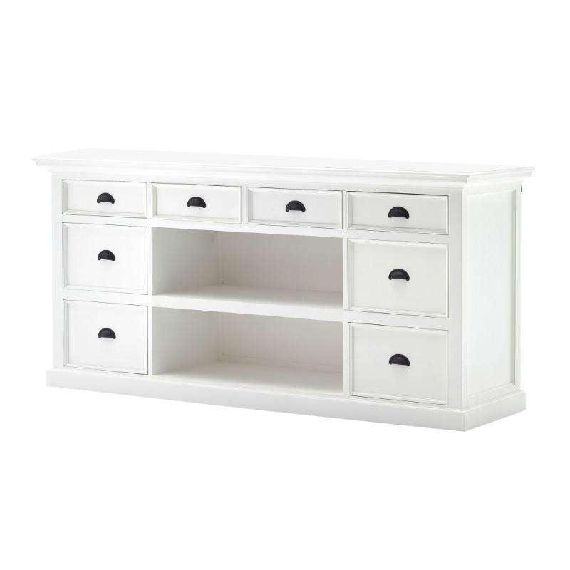 Ashpinoke:Halifax Collection Library Hutch with Basket Set in Classic White-Cabinets-NovaSolo