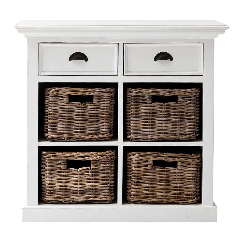 Ashpinoke:Halifax Collection Medium Buffet with Basket Set in Classic White-Sideboards-NovaSolo