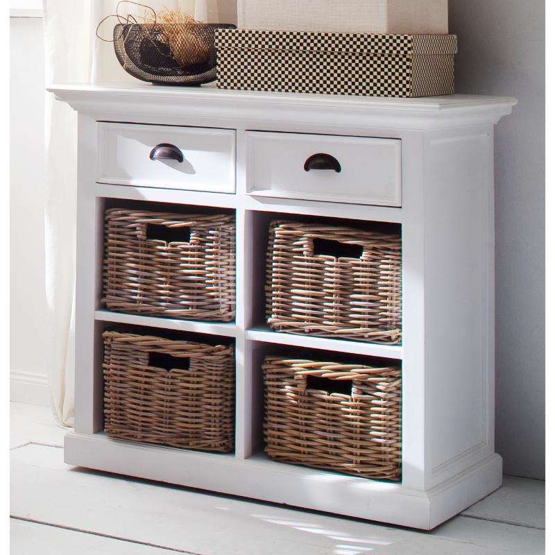 Ashpinoke:Halifax Collection Medium Buffet with Basket Set in Classic White-Sideboards-NovaSolo