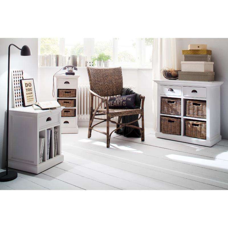 Ashpinoke:Halifax Collection Medium Buffet with Basket Set in Classic White-Sideboards-NovaSolo