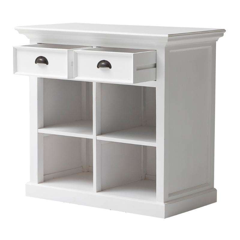 Ashpinoke:Halifax Collection Medium Buffet with Basket Set in Classic White-Sideboards-NovaSolo