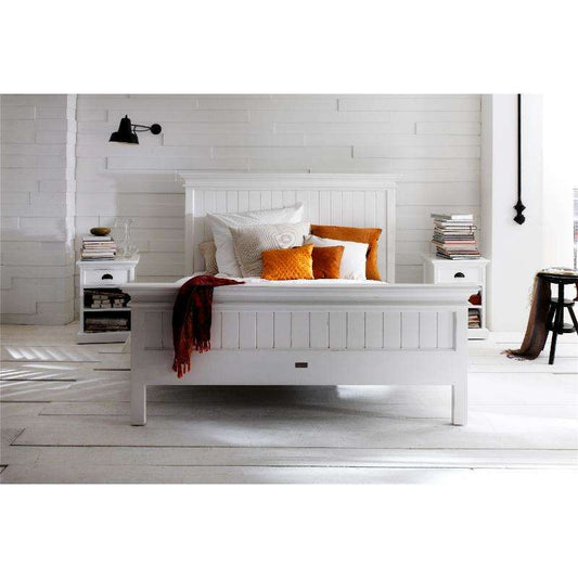 Ashpinoke:Halifax Collection Queen Size Bed in Classic White-Queen Size Beds-NovaSolo