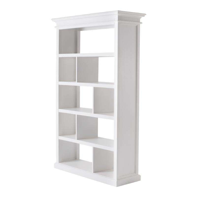 Ashpinoke:Halifax Collection Room Divider with Basket Set in Classic White-Bookcases-NovaSolo