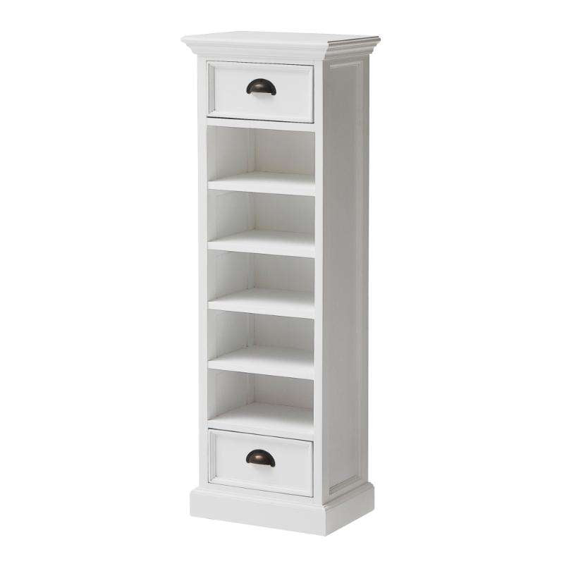 Ashpinoke:Halifax Collection Storage Tower with Basket Set in Classic White-Storage-NovaSolo