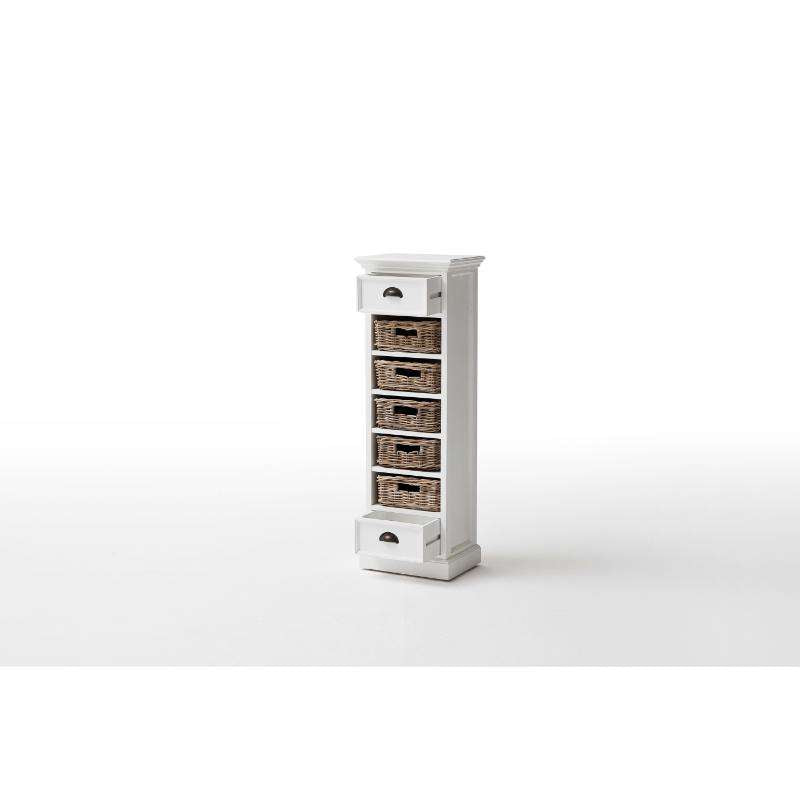 Ashpinoke:Halifax Collection Storage Tower with Basket Set in Classic White-Storage-NovaSolo