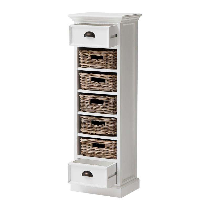 Ashpinoke:Halifax Collection Storage Tower with Basket Set in Classic White-Storage-NovaSolo