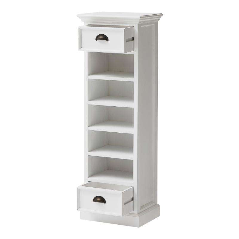 Ashpinoke:Halifax Collection Storage Tower with Basket Set in Classic White-Storage-NovaSolo