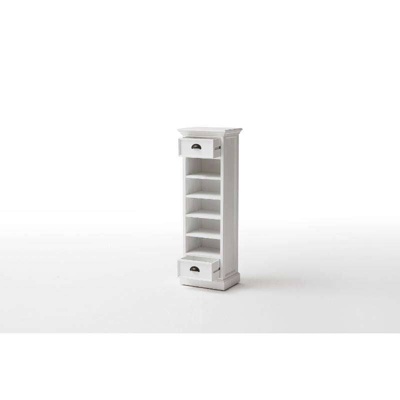 Ashpinoke:Halifax Collection Storage Tower with Basket Set in Classic White-Storage-NovaSolo