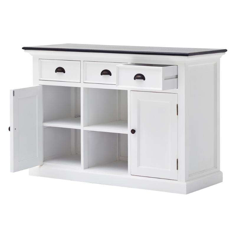 Ashpinoke:Halifax Contrast Collection Buffet with 2 Baskets in Classic White & Black-Sideboards-NovaSolo