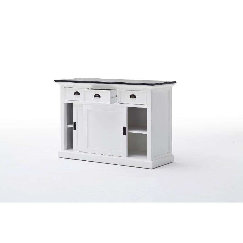 Ashpinoke:Halifax Contrast Collection Buffet with Sliding Doors in Classic White & Black-Sideboards-NovaSolo