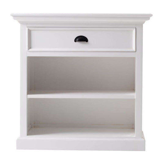 Ashpinoke:Halifax Grand Collection Bedside Table with Shelves in Classic White-End Tables-NovaSolo