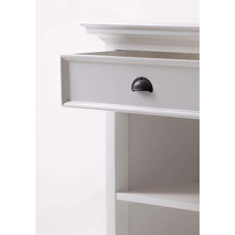 Ashpinoke:Halifax Grand Collection Bedside Table with Shelves in Classic White-End Tables-NovaSolo