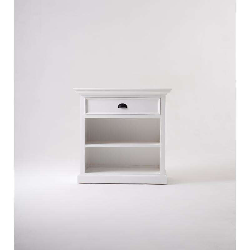 Ashpinoke:Halifax Grand Collection Bedside Table with Shelves in Classic White-End Tables-NovaSolo