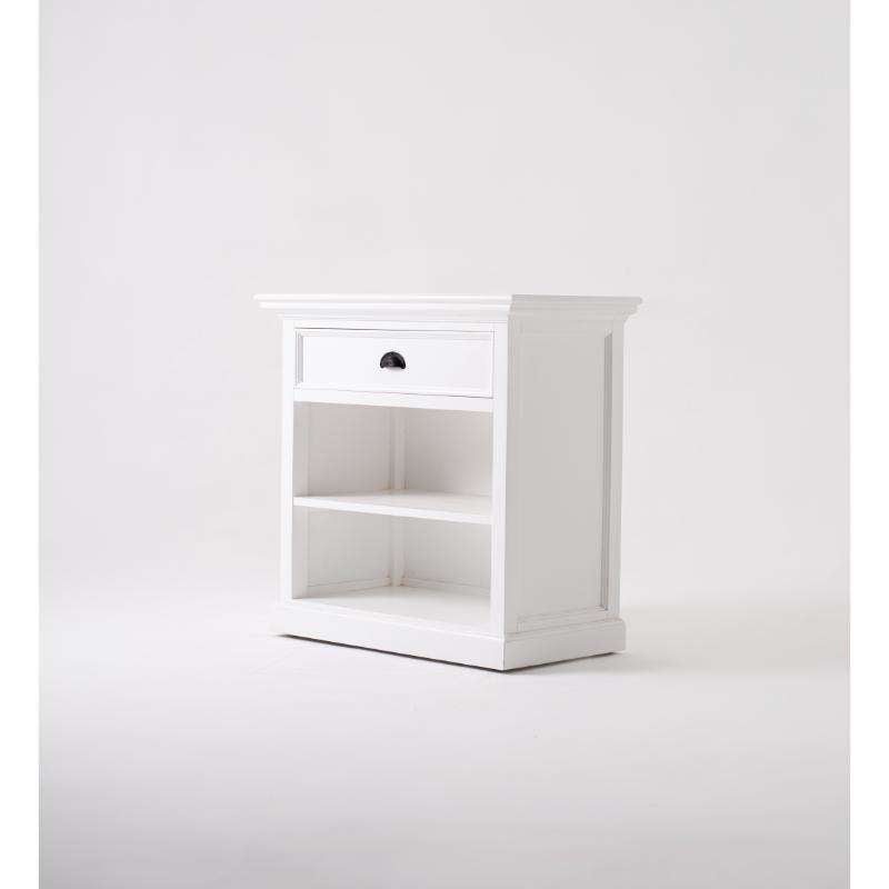 Ashpinoke:Halifax Grand Collection Bedside Table with Shelves in Classic White-End Tables-NovaSolo