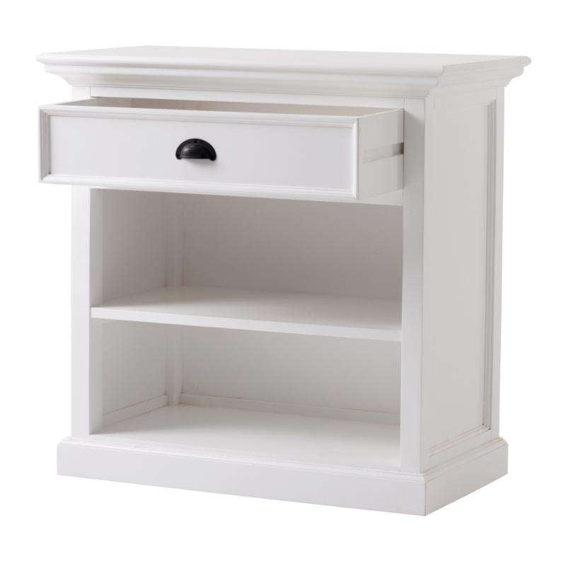 Ashpinoke:Halifax Grand Collection Bedside Table with Shelves in Classic White-End Tables-NovaSolo