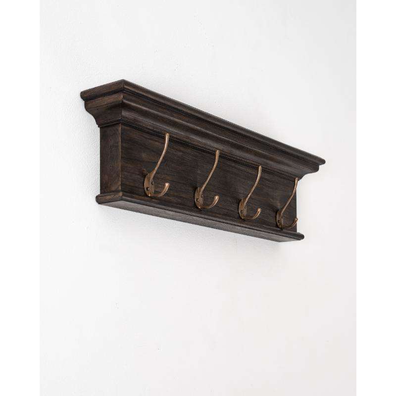 Ashpinoke:Halifax Mindi Collection 4 Hook Coat Rack in Black Wash-Coat and Hat Racks-NovaSolo