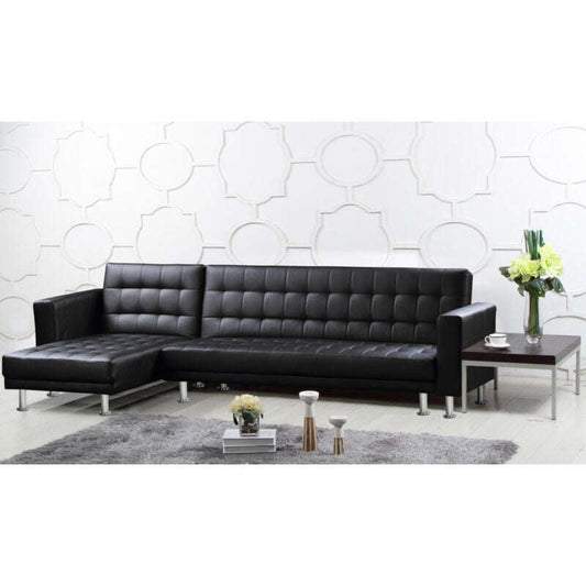 Ashpinoke:Hawthorn Corner Multi Functional Sofa Bed Polyurethane & PVC Black-Sofa Beds-Heartlands Furniture