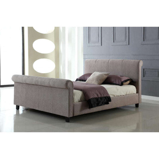 Ashpinoke:Jalisa Chenille King Size Bed Mink-King Size Beds-Heartlands Furniture