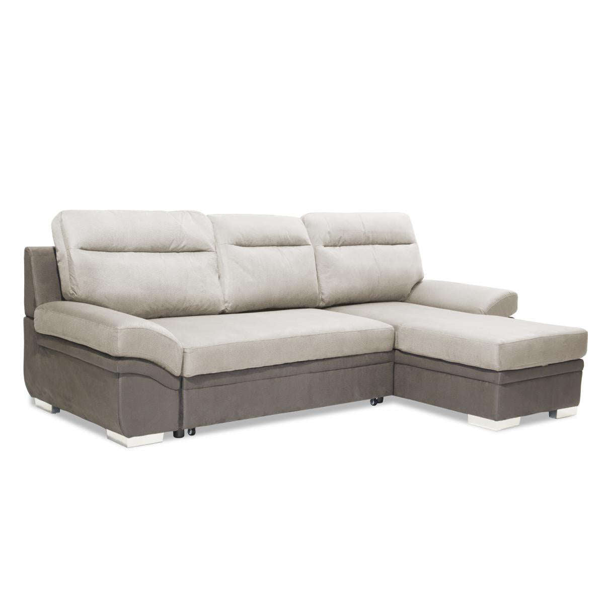 Ashpinoke:Jessica 2 Seater Sofa with Chaise Linen Grey-Sofa Beds-Heartlands Furniture