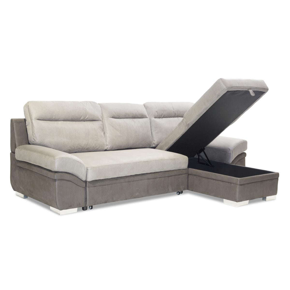 Ashpinoke:Jessica 2 Seater Sofa with Chaise Linen Grey-Sofa Beds-Heartlands Furniture