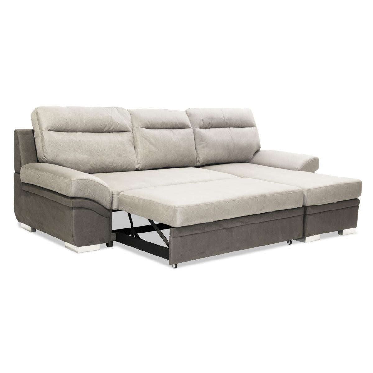 Ashpinoke:Jessica 2 Seater Sofa with Chaise Linen Grey-Sofa Beds-Heartlands Furniture